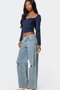 Ansley Lacey Cable Knit Top