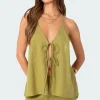 Arden Linen Look Tie Front Top