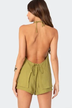 Arden Linen Look Tie Front Top