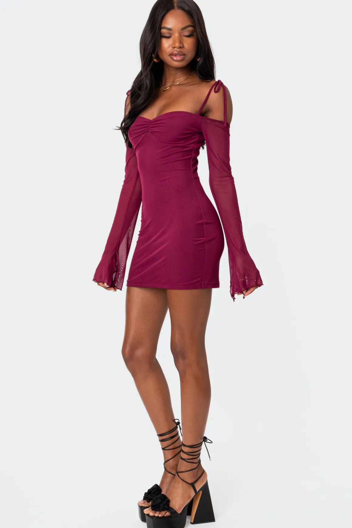 Ariel Off Shoulder Mesh Mini Dress