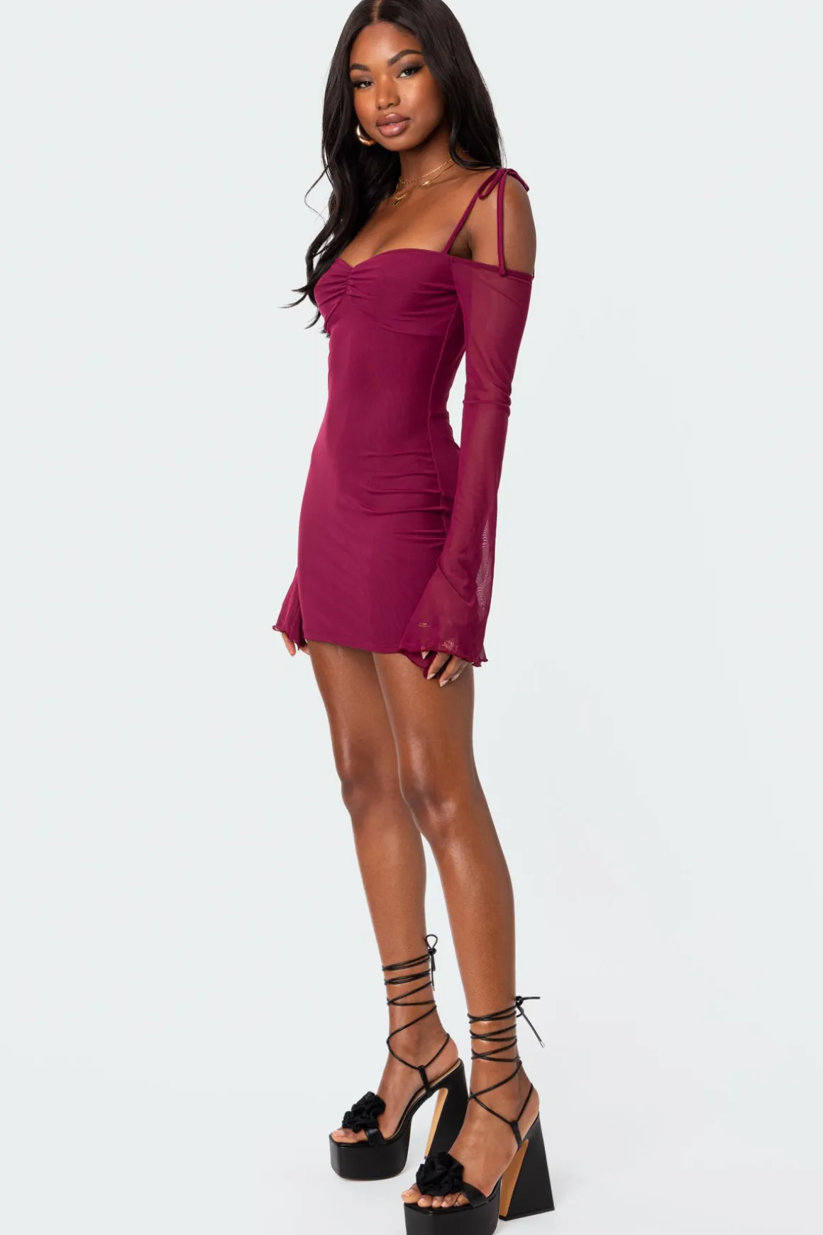 Ariel Off Shoulder Mesh Mini Dress