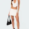 Armina Low Rise Faux Leather Slitted Mini Skirt