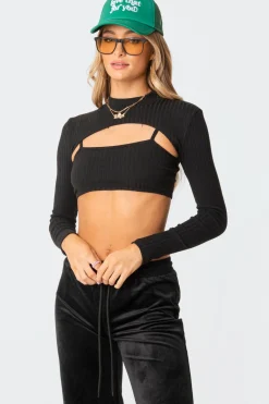 Ash Ribbed Two-Piece Top
