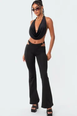 Ashanti Low-Rise Cut-Out Flared Pants