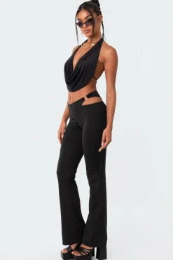 Ashanti Low-Rise Cut-Out Flared Pants