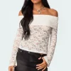 Ashley Off Shoulder Sheer Lace Top