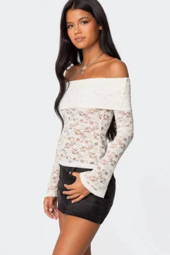 Ashley Off Shoulder Sheer Lace Top
