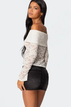 Ashley Off Shoulder Sheer Lace Top