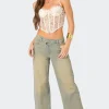 Asymmetric Low Rise Wrap Jeans