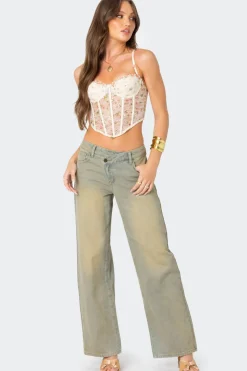 Asymmetric Low Rise Wrap Jeans