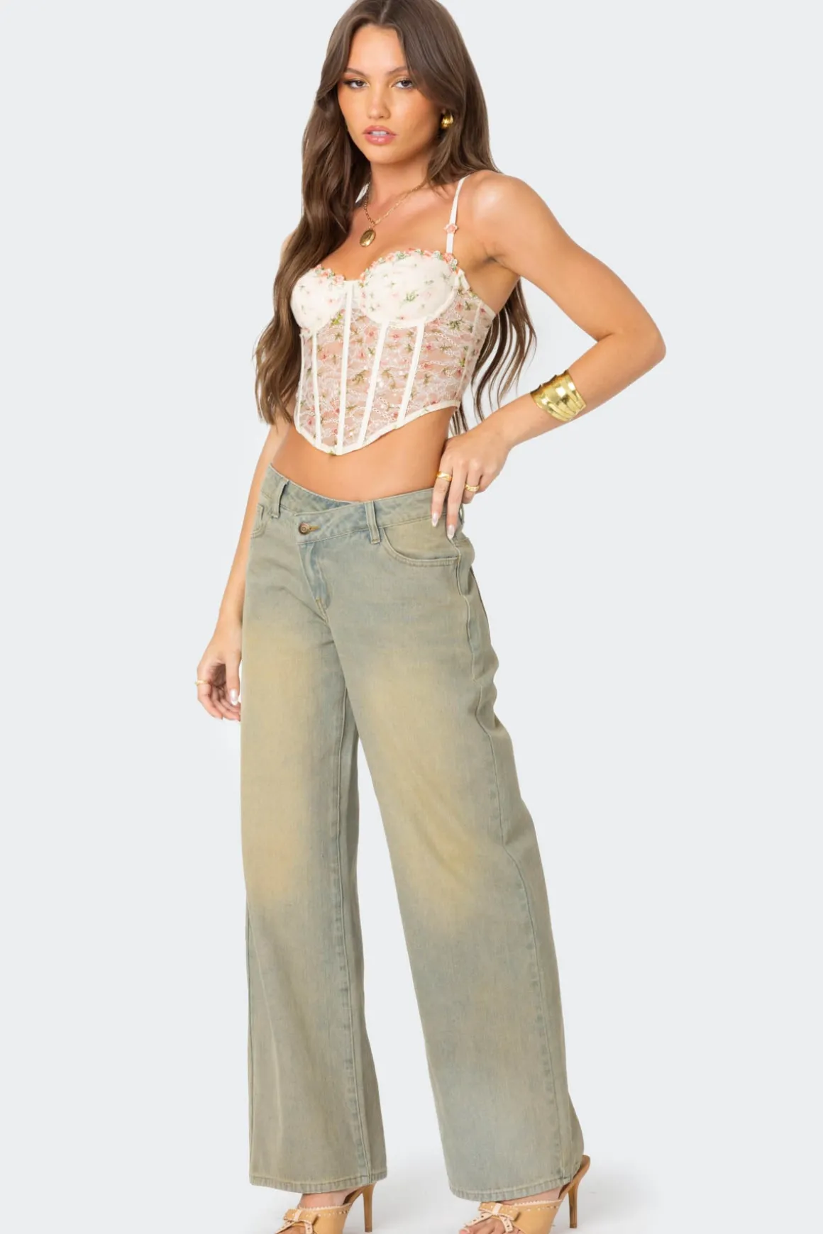 Asymmetric Low Rise Wrap Jeans