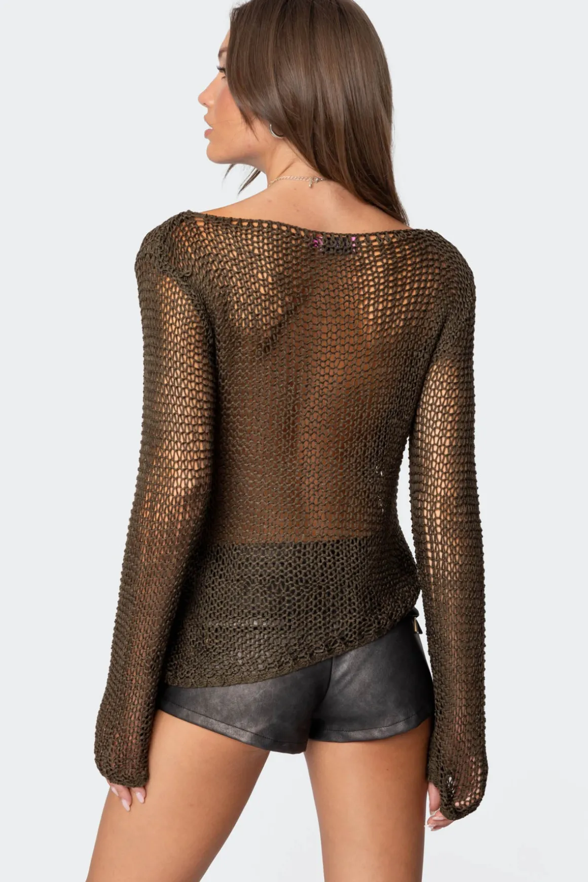 Asymmetric Open Knit Top