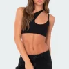 Asymmetrical Ribbed Cut Out Crop Top