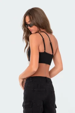 Asymmetrical Ribbed Cut Out Crop Top