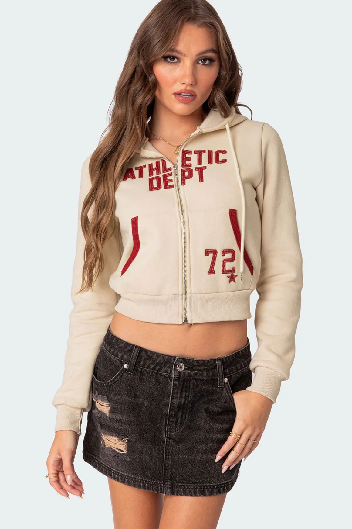 Athletic Dept Cropped Zip Up Hoodie