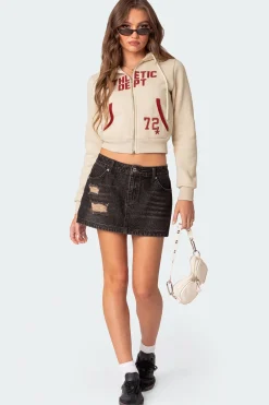 Athletic Dept Cropped Zip Up Hoodie