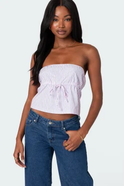 Augusta Pinstripe Strapless Top