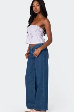 Augusta Pinstripe Strapless Top