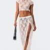 Aura Low Rise Sheer Lace Maxi Skirt