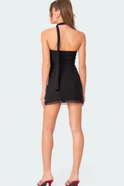Aurely Scarf Mesh Mini Dress