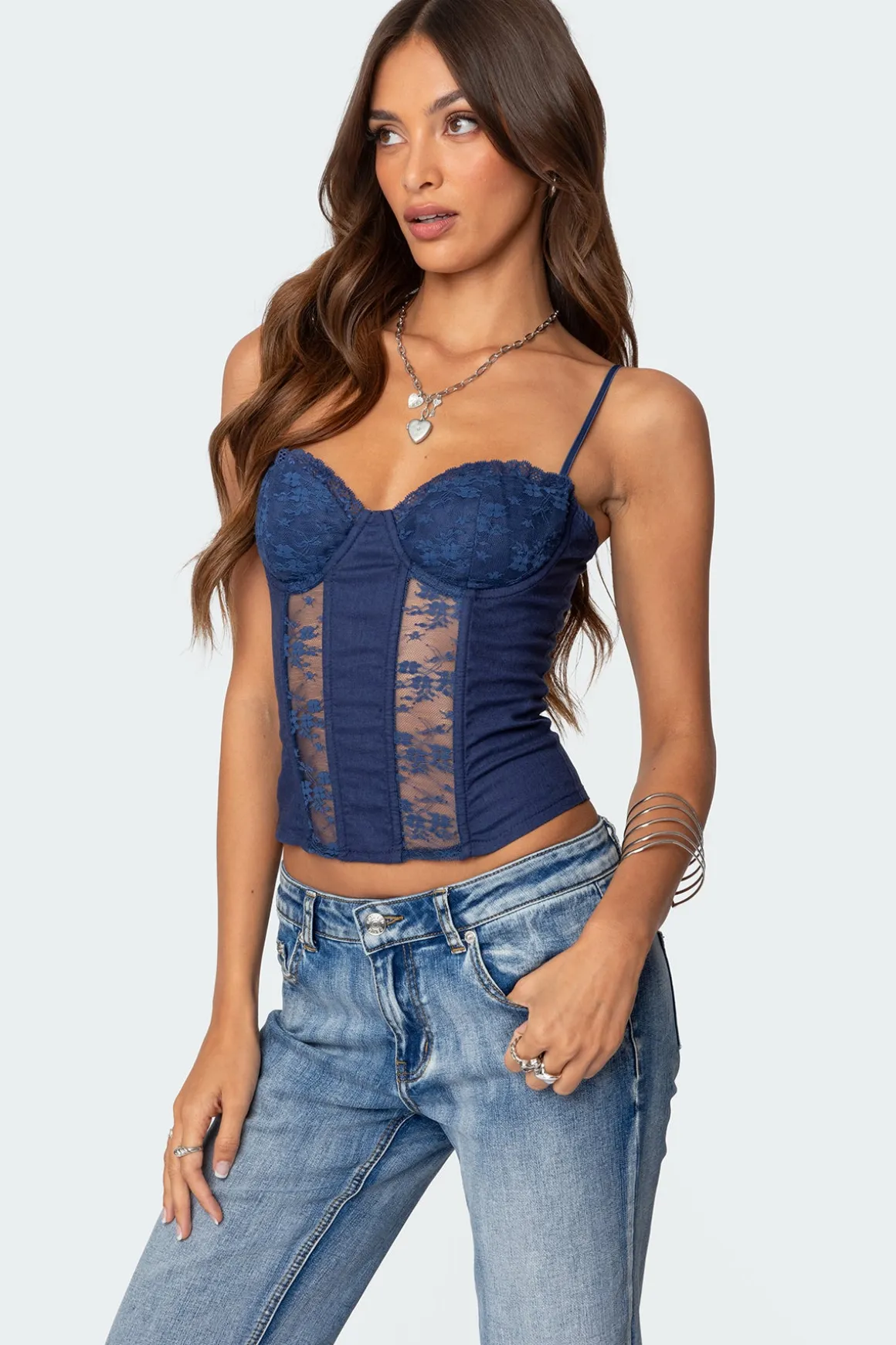 Avena Linen Look Lacey Corset