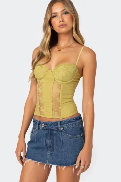Avena Linen Look Lacey Corset