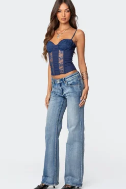 Avena Linen Look Lacey Corset