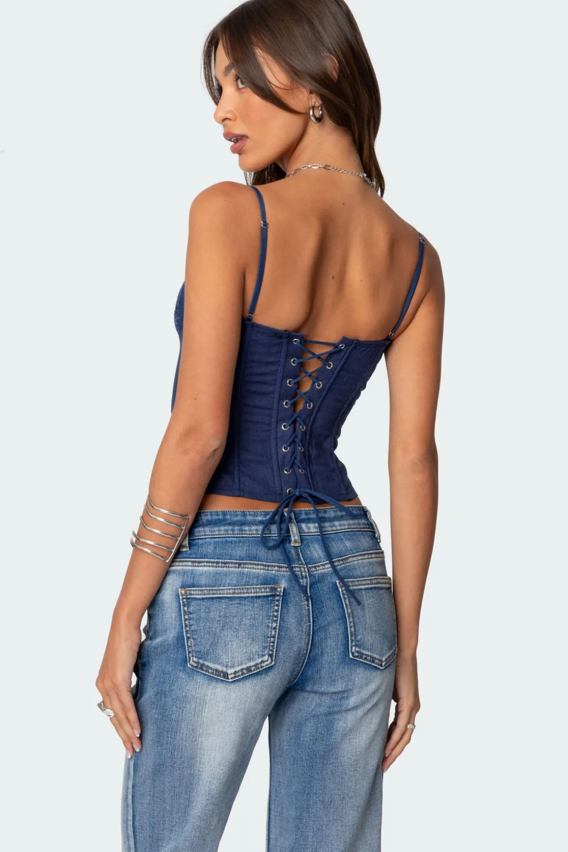 Avena Linen Look Lacey Corset