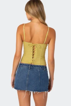 Avena Linen Look Lacey Corset