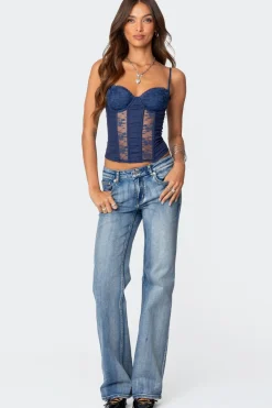 Avena Linen Look Lacey Corset