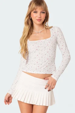 Aviana Printed Pointelle Top