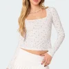 Aviana Printed Pointelle Top