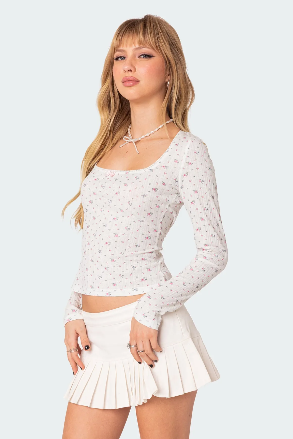 Aviana Printed Pointelle Top