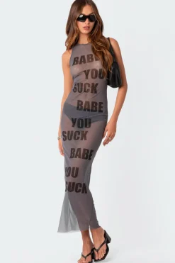 Babe Sheer Mesh Maxi Dress