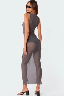 Babe Sheer Mesh Maxi Dress