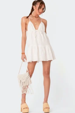 Babydoll Linen Look Mini Dress
