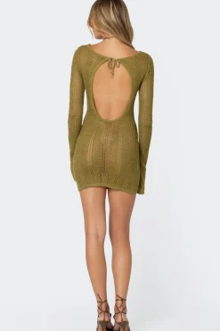 Back Cut Out Crochet Mini Dress
