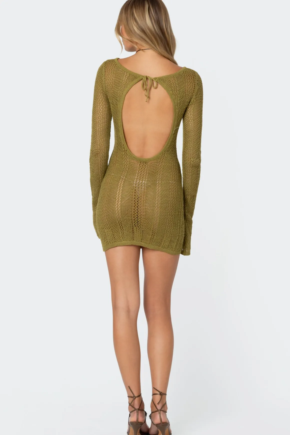 Back Cut Out Crochet Mini Dress