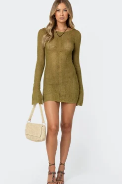 Back Cut Out Crochet Mini Dress