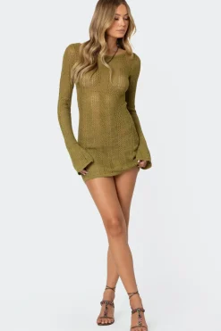 Back Cut Out Crochet Mini Dress