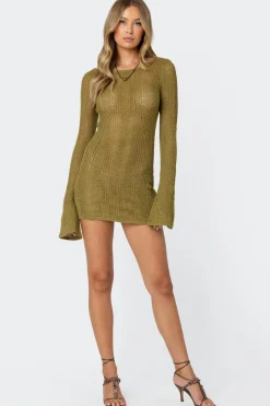 Back Cut Out Crochet Mini Dress