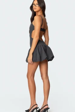 Backless Bubble Skirt Mini Dress
