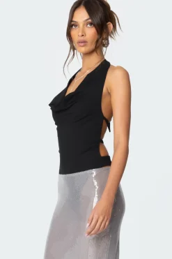 Backless Cowl Neck Bodysuit