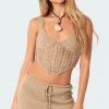 Baeside Crochet Lace Up Top