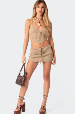 Baeside Crochet Lace Up Top