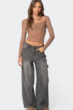 Baggy Washed Low Rise Carpenter Jeans