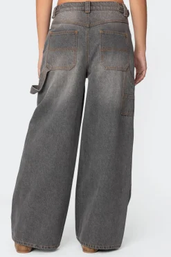 Baggy Washed Low Rise Carpenter Jeans