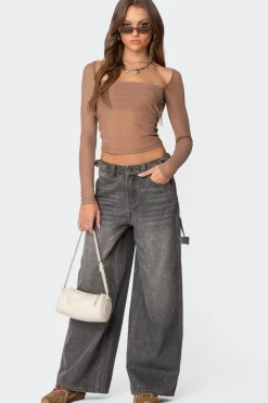 Baggy Washed Low Rise Carpenter Jeans