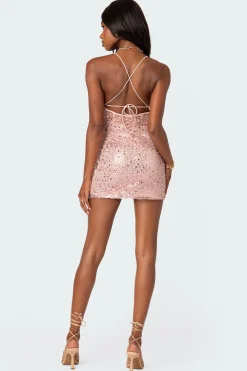 Ballerina Lace Up Sequin Mini Dress