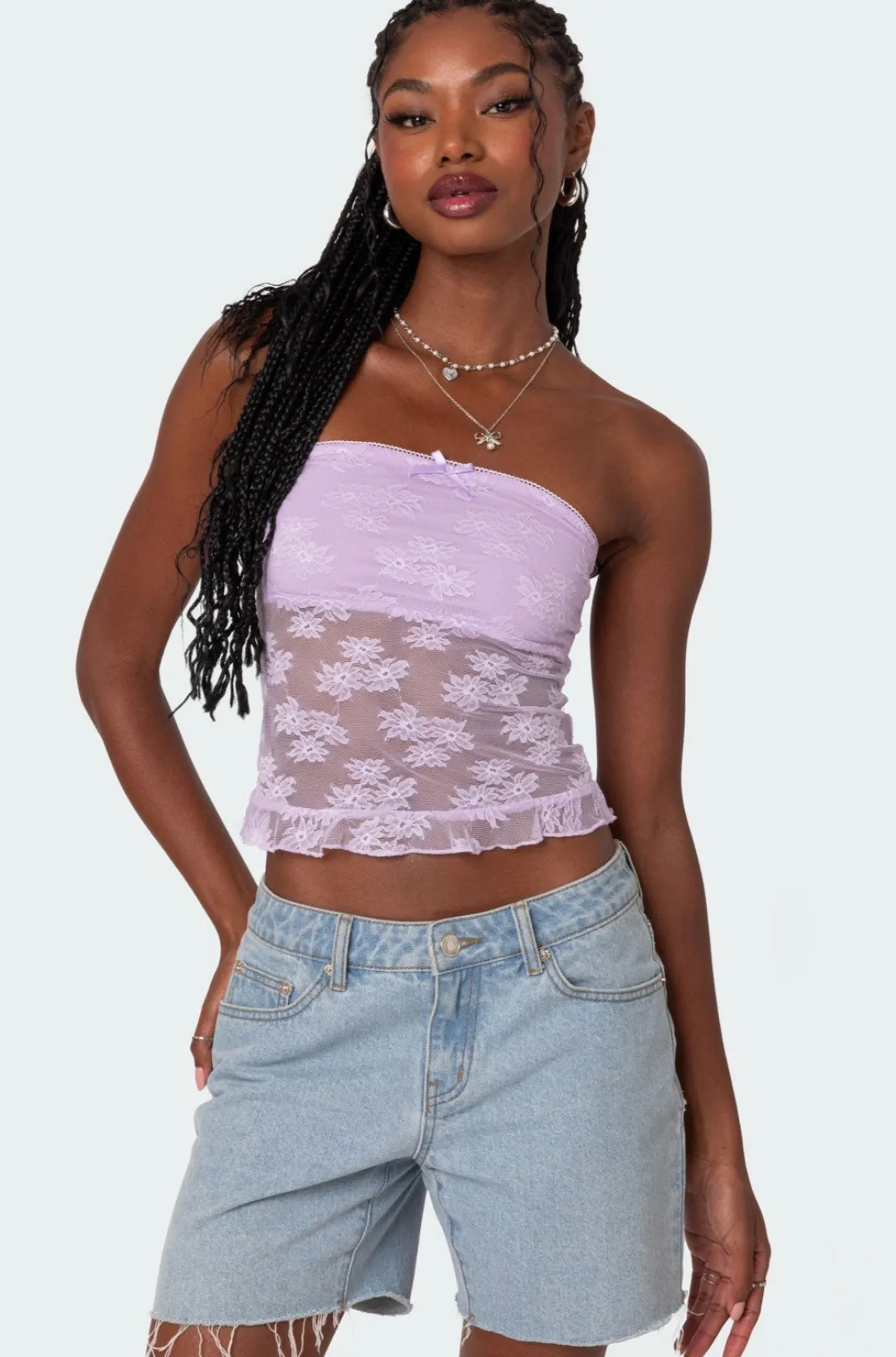 Ballet Sheer Lace Tube Top